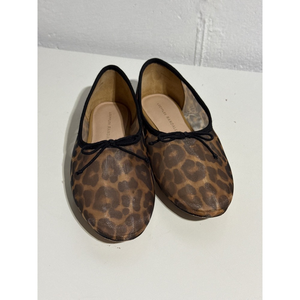 Loeffler Randall Womens 7.5 Leonie Ballet Flats Brown Leopard Print Sheer Mesh